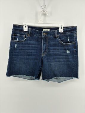 Dark Wash Distressed Denim Shorts